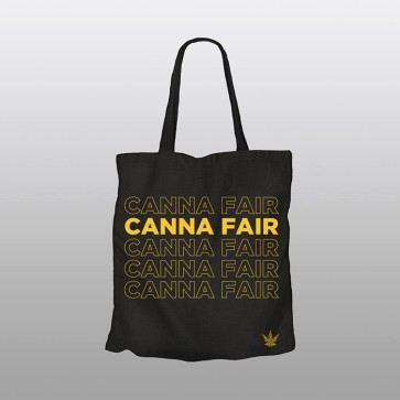 Shopper bag CannaFair black with orange lettering