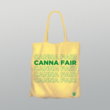 Categories CannaFair shopper bag in beige with green lettering